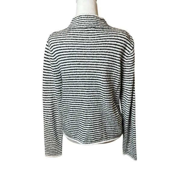 J.Crew Factory‎ Striped Mockneck Pullover Sweater Ivory Black Medium Preppy Twee - Image 4