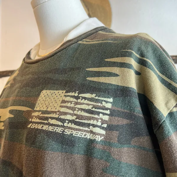 Bandimere Speedway Colorado Worn in Green Camo Graphic Tee Size XL Unisex - Image 2