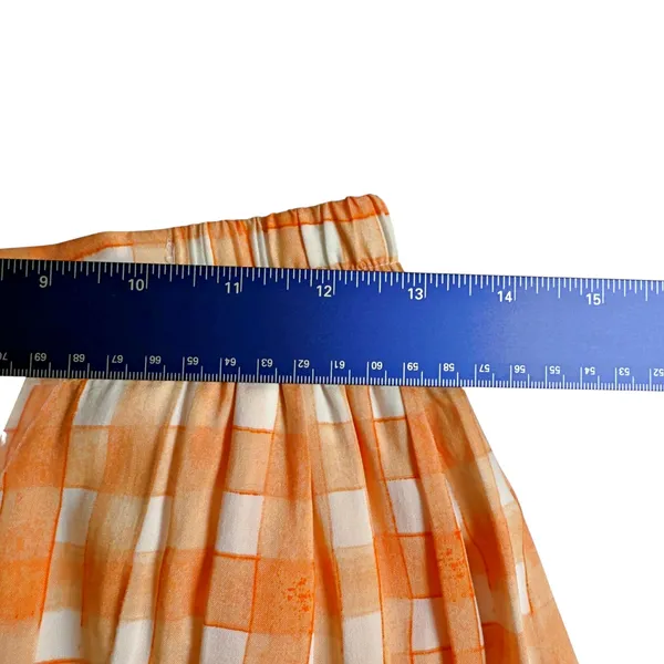 Urban Outfitters Orange Checked Button Up Pleated Mini Skirt - Image 6