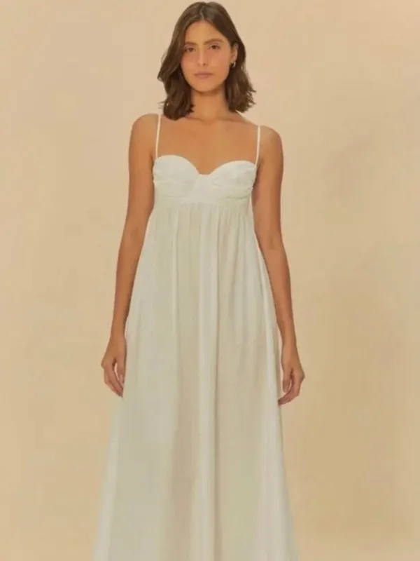 NWOT Farm Rio Linen Blend White Sleeveless Maxi Dress Size XL - Image 3
