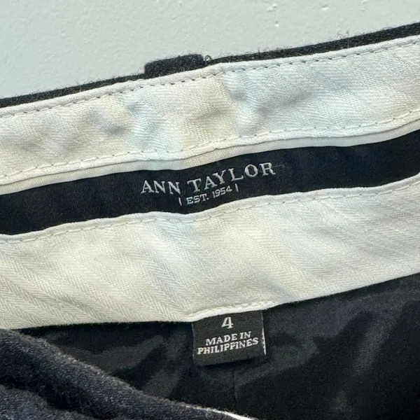 Ann Taylor Womens Pinstripe Wool Blend Wide Leg Dress Pants Grey Size 4 252206 - Image 6