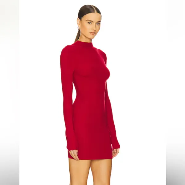LOBA Remi Mock Neck Mini Dress Red Size XS - Image 2