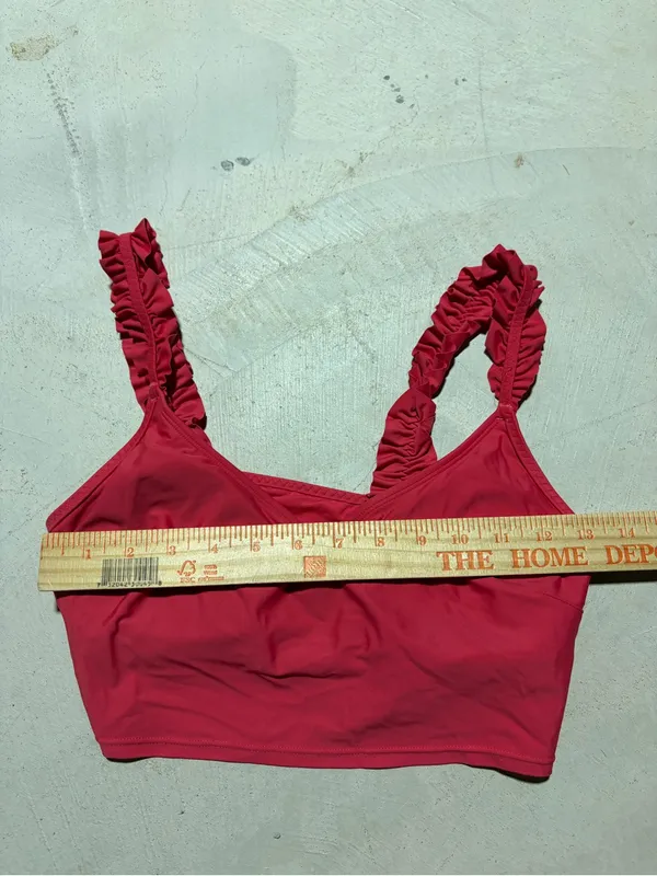Aerie scoop Ruffled Strap swim bikini top medium - Image 2