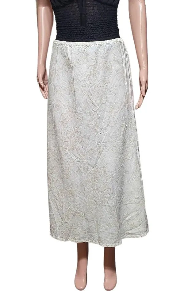 Pulp elastic waist white flower print linen pull-on skirt M - Image 3