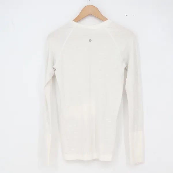 Lululemon Long Sleeve Womens L Swiftly Tech White Mesh Thumbhole Excellent - Image 3
