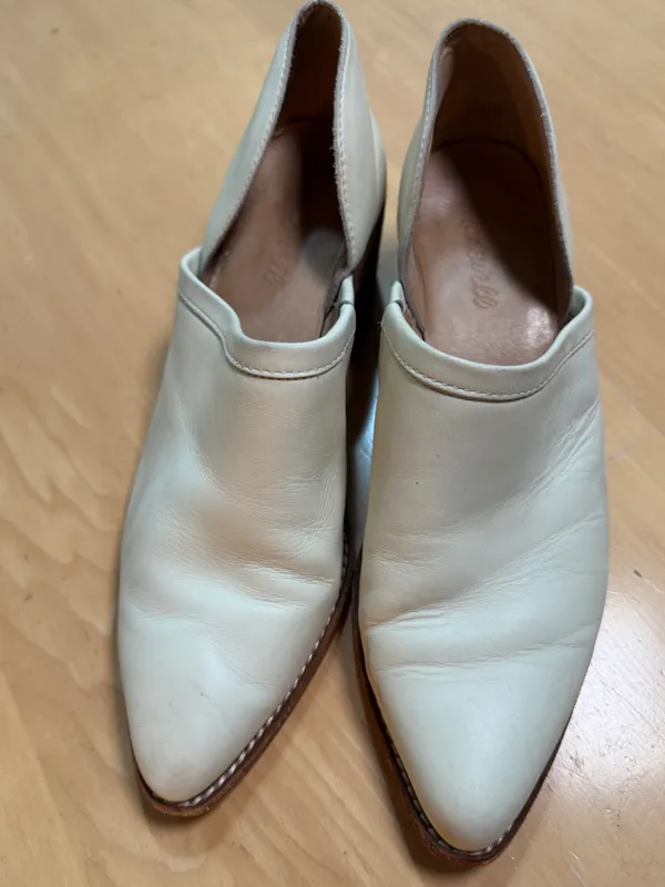 Madewell The Brady Low Cut Cream Leather Pointed Ankle Booties- 8.5 - Image 2