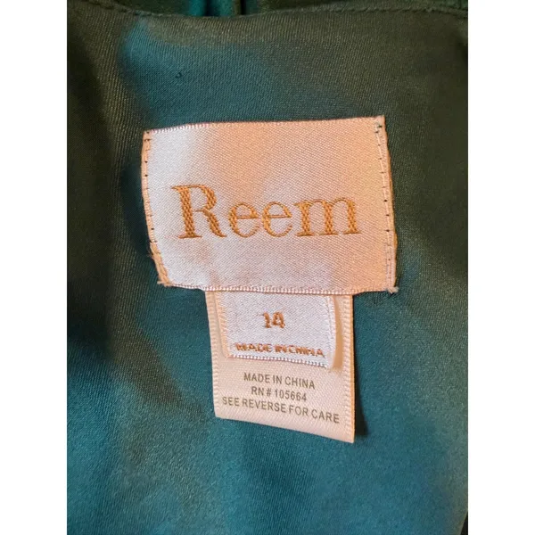 Reem by Reem Acra Silk Dress Women 14 Emerald Green Draped Tulip Wrap Cocktail - Image 9