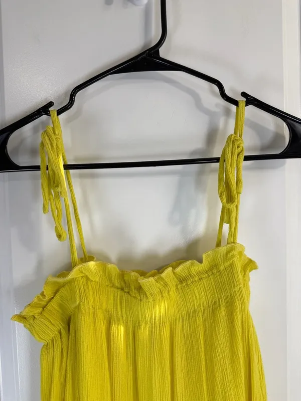 Talulah Yellow Tiered Maxi Dress with Adjustable Tie Straps - Image 2