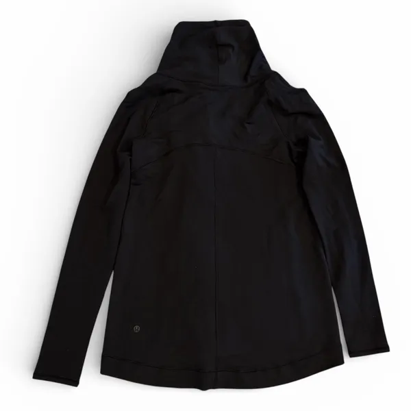 Lululemon Black Hooded Wrap Jacket‎ Fitted Zip Front Athletic Womens Small 6 - Image 2