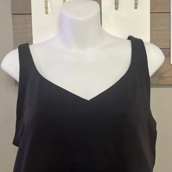 Offline Aerie Black V-neck Sports Bra Built-in Shelf Scooped Back Bra XL - Image 2