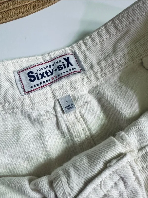 Los Angeles Sixty-Six Y2K Cargo Denim Shorts Utility Pocket Buckle Detail NWT - Image 2