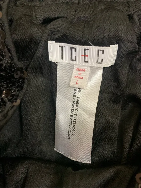 TCEC Large Black Sequin Shorts Sparkle Party Holiday Evening Glam High Rise - Image 4