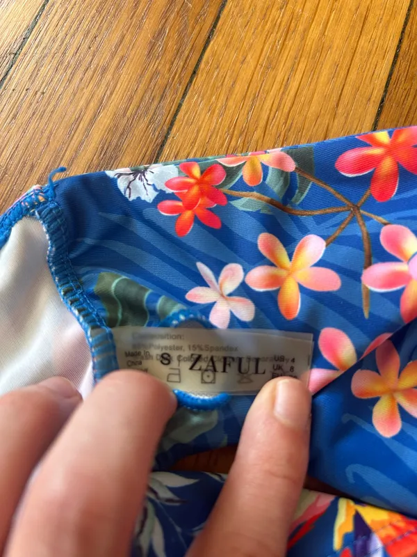 Zaful Hawaiian Floral Blue Bandeau Bikini Set - Image 2