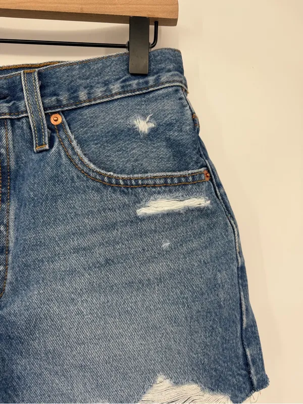 NWT Levi’s 501 High Rise Shorts Blow Big Horns Distressed W 28 - Image 5