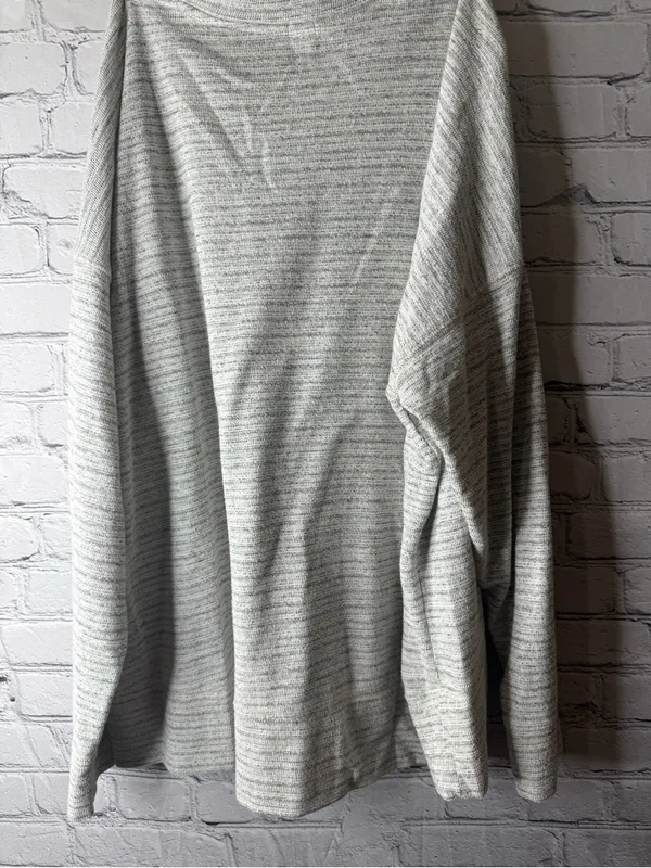 Aerie Light Gray Striped Knit Crewneck Sweater large - Image 7
