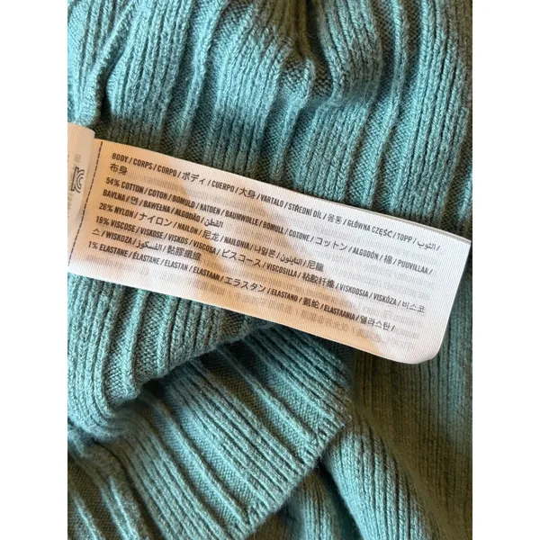 Abercrombie & Fitch Womens XL Sage Green Ribbed‎ Knit Midi Bodycon Dress Slit - Image 5