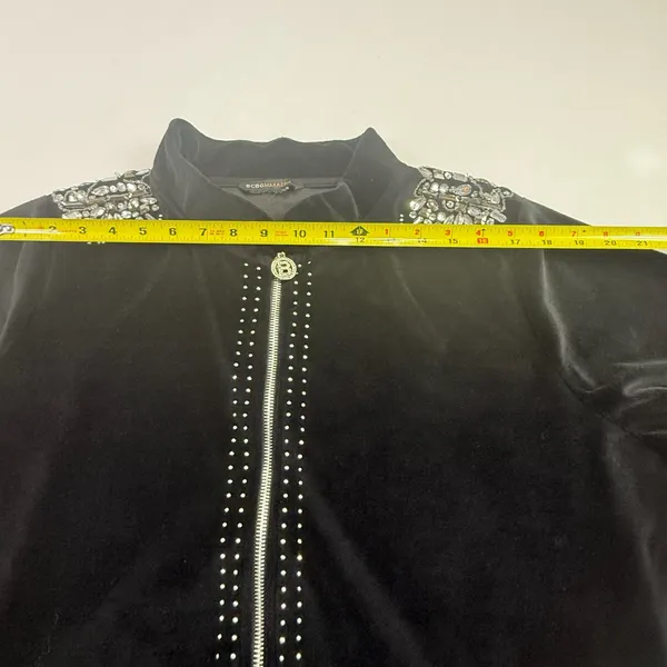 BCBGMAXAZRIA Embellished Velour Tracksuit Set Jacket & Pants Black 3X - Image 5