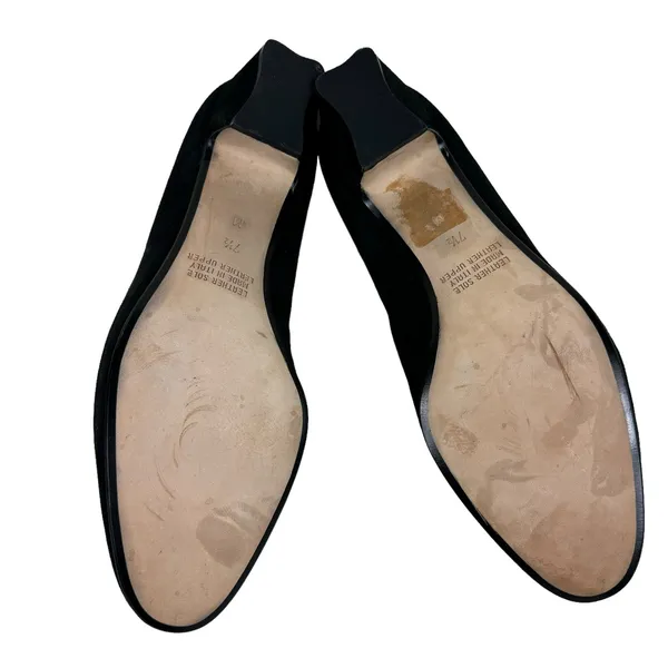 D'Rossana Vintage Black Suede Leather Slip On‎ Heeled Loafers Made In Italy 7.5M - Image 4