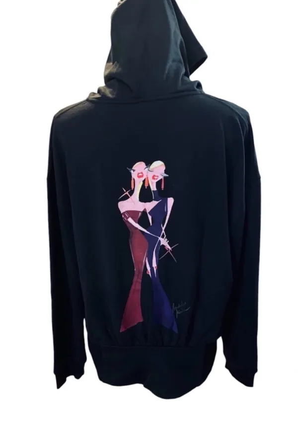 BADGLEY MISCHKA Black Avant Gard Zip Up Hoodie Size Large - Image 5
