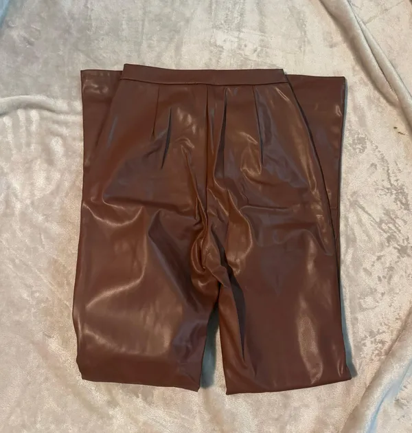 SheIn Brown Leather Pants - Image 4