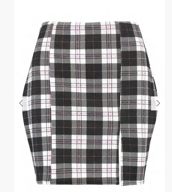Boohoo split front checked mini skirt plaid size US 8 - Image 2