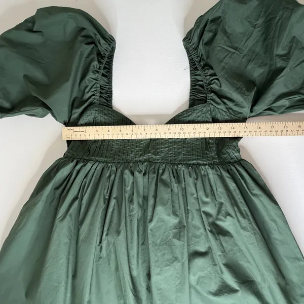 Hyacinth House‎ Tuckernuck Sasha Mini Dress XS Green Cotton Poplin Babydoll Puff - Image 11