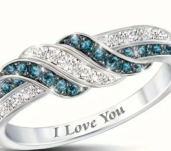 Gorgeous Stainless Steel “I Love You” Band with Zircon Diamonds Size 7 - Image 2