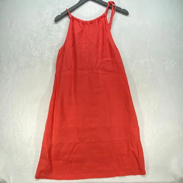 Tommy Bahama womens S Linen‎ Dress Sleeveless Coral Halter Neck Casual Sundress - Image 9