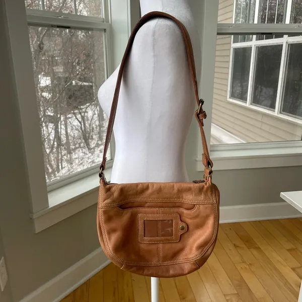 Fossil Cognac Tan Leather Shoulder Bag Purse Y2K - Image 5
