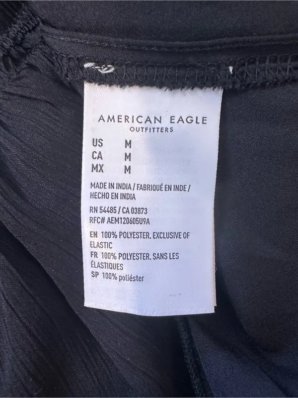 American Eagle Outfitters Black Ruffle Tiered Spaghetti Strap Mini Dress - Image 6