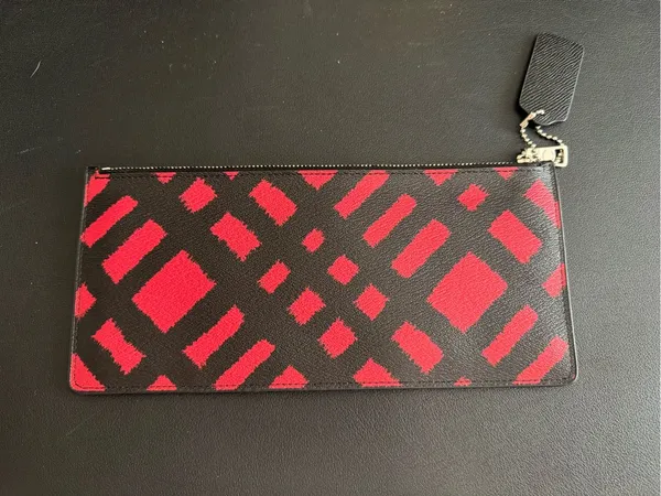 Coach Red & Black Wild Plaid Long Zipper Wallet/Clutch/Pouch - Image 5