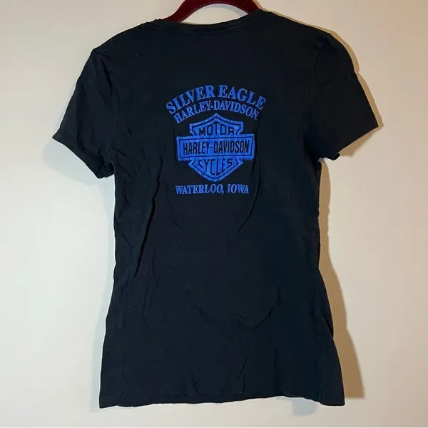 ✨ Harley‎ Davidson Black Blue UFC Waterloo Iowa Shirt Small - Image 5