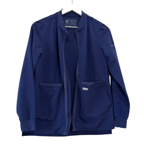 FIGS Navy Blue Technical Collection Bellery Scrub Jacket Zip Front Size XS - Image 8