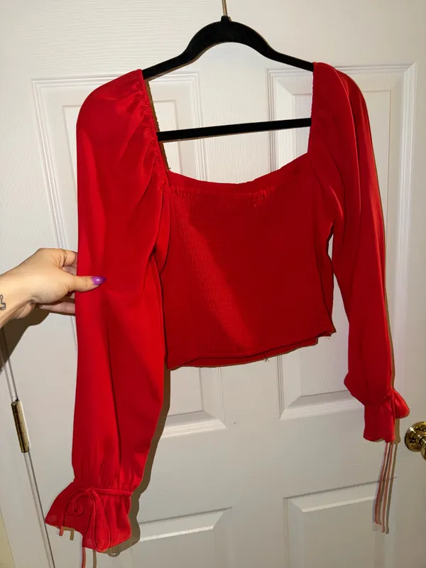 Red long sleeve blouse - Image 4