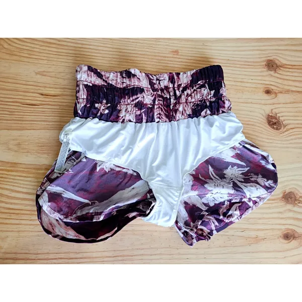 FP Movement Free People Women's Athletic Running Shorts Size S Burgundy Floral - Image 6