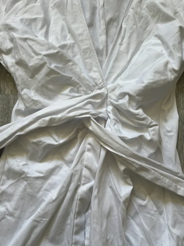 ZARA Front Toe White Button Up Dress - Image 10