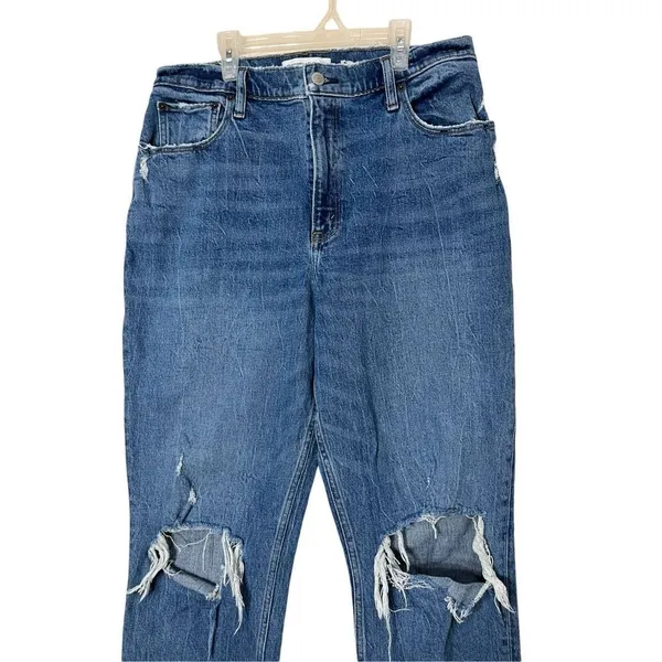 Abercrombie & Fitch Curve Love Ultra‎ High Rise 90s Straight Jeans Size 32/14 - Image 2