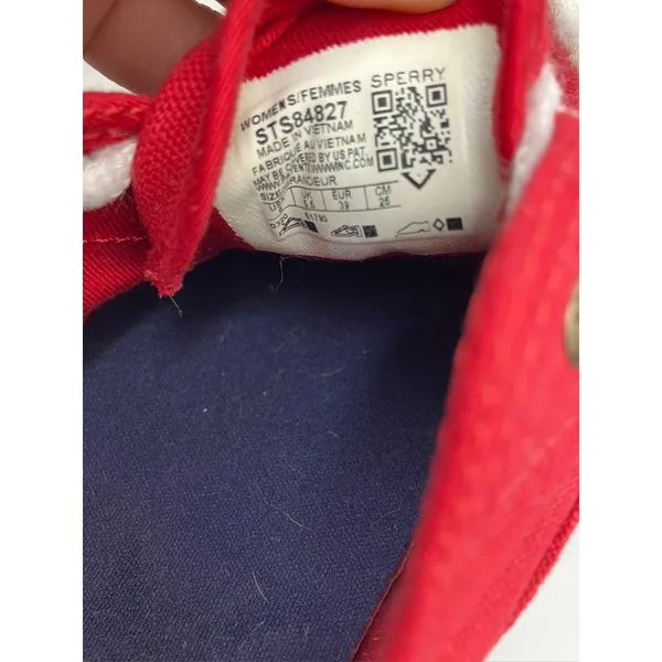 Sperry Crest Vibe Sneakers Womens 8 Red Canvas Low‎ Top STS84827 - Image 9