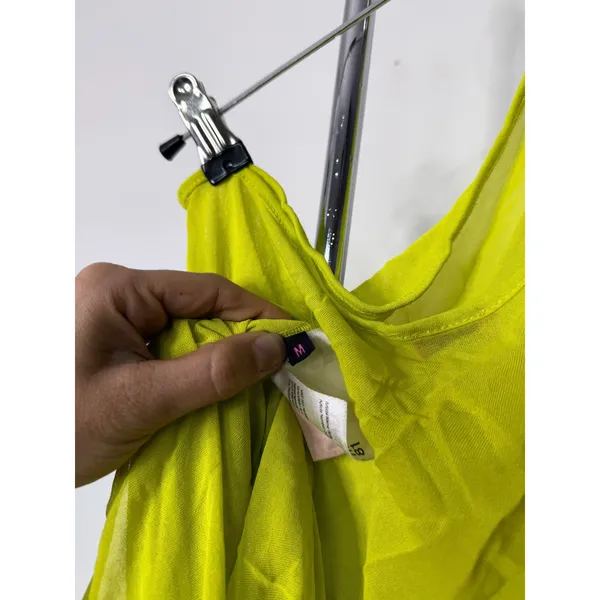 Gauge81 Saray One Shoulder Tank Top Neon Yellow Ruched Mesh Asymmetric - Image 4