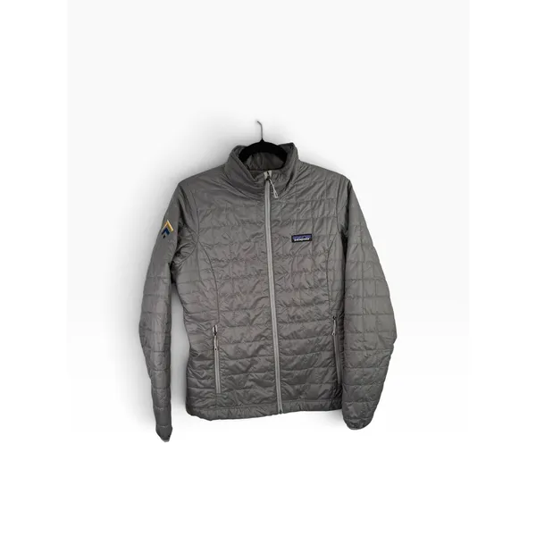Patagonia Nano Puff Full Zip Grey Jacket Primaloft Outdoor Hiking LOGO Womens Sm - Image 2
