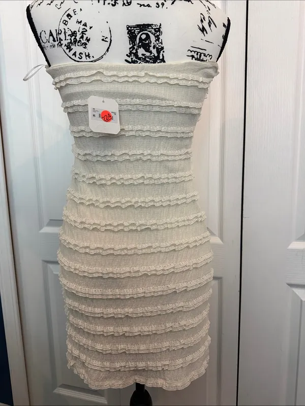 Altar'd State Cream Strapless Ruffle Mini Dress - Image 2