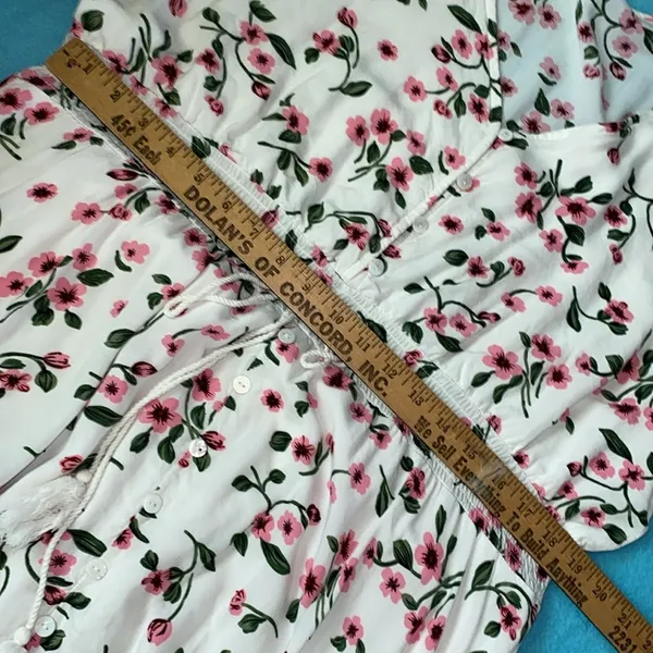 BEACH PARTY floral maxi dress smocked stretchy waist tassel strings size XXL - Image 16
