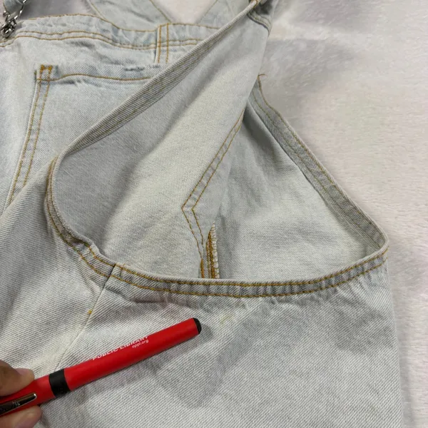 NEW Wild Fable XXL Light Blue Denim Overall Dress Distressed Mini Pinafore Skirt - Image 6