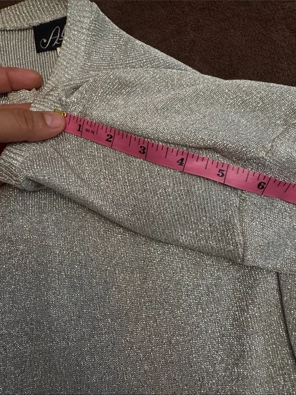 Vintage 80s 90s Alexis Fashions Silver Metallic Lurex Knit Dress Made in USA - Image 11