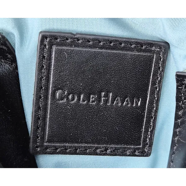 Cole Haan Black Leather Shoulder Bag Tote Purse Contrast Stitch Buckle Accent - Image 8