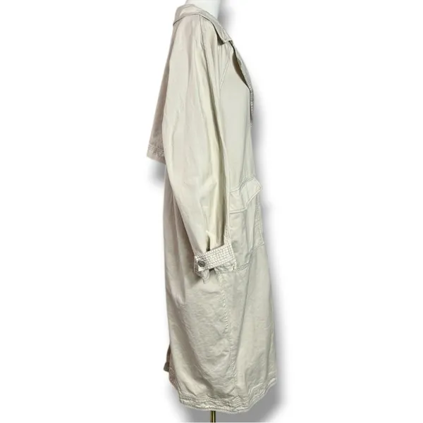 Free People Perry Military Duster Trench Coat in French Oat Grunge Denim Medium - Image 9