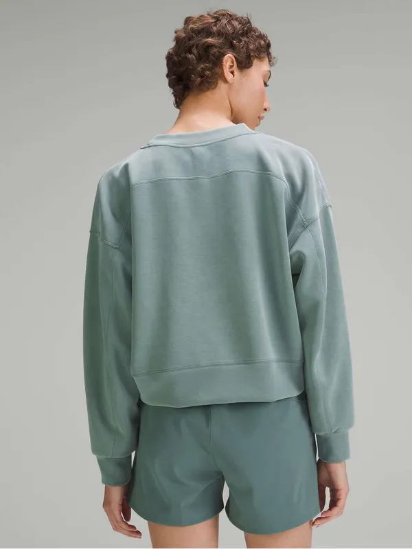 Lululemon Softstreme Perfectly Oversized Cropped Crew Green Size 4 As-Is Stains - Image 3