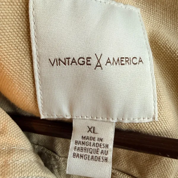 Vintage America XL Light Khaki Heavy Canvas Barn Utility Field Jacket Zip Snap - Image 3
