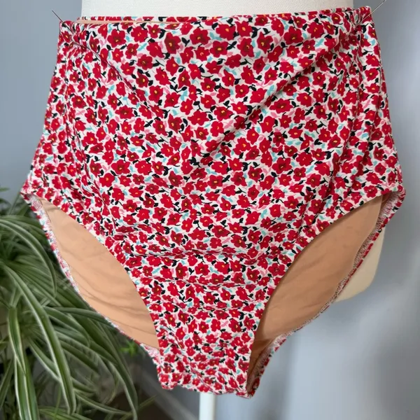 J. Crew Floral Print Bikini High Waist‎ Bottoms & Ruffle on Top Bottom-XS Top-M - Image 7