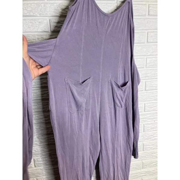 Saturday Sunday Jumpsuit Womens Small Purple Excellent Ribbed Knit Tie Waist - Image 8